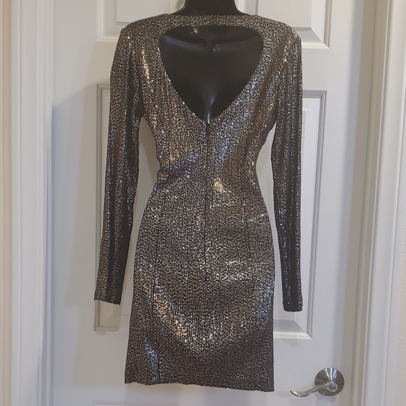 Black and Gold Sequence Dress - Picture 2 of 3